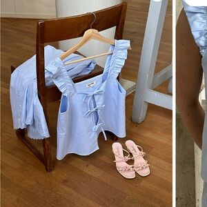 DJERF AVENUE breezy tie top and midi skirt set